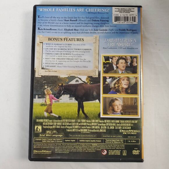 Dreamer DVD (Kurt Russell, Dakota Fanning, True Story Family Drama) - Picture 3 of 3